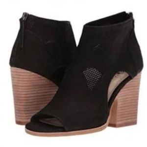 Vince Camuto Black Suede Laser Cut Ankle Booties